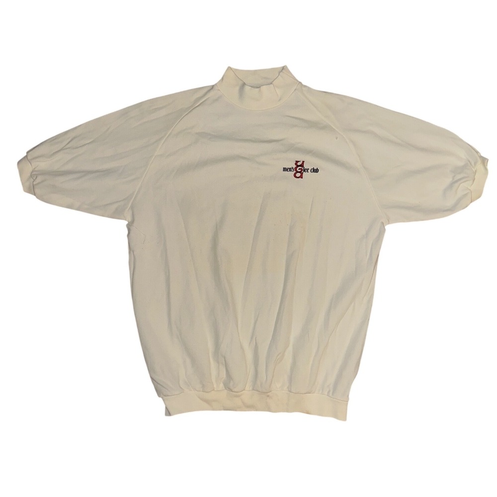 Vintage Champion UGA Glee Club Mock Neck Nylon Pullover White Short Sleeve M
